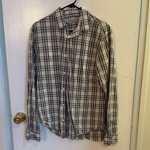 Vince Monochrome Plaid Button Down Shirt